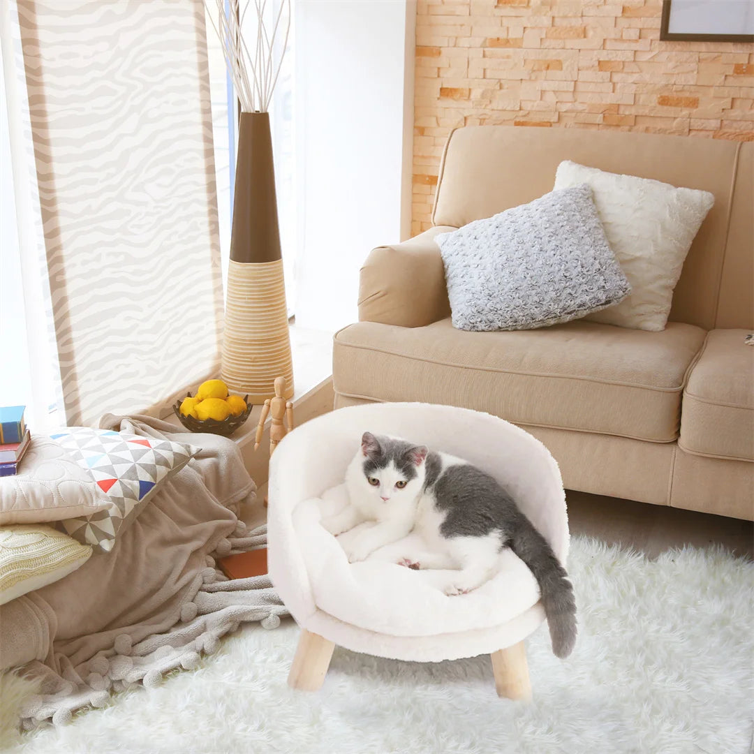 NONECN Luxury Cat Bed Plush Nesting Sofa Washable Waterproof Mat