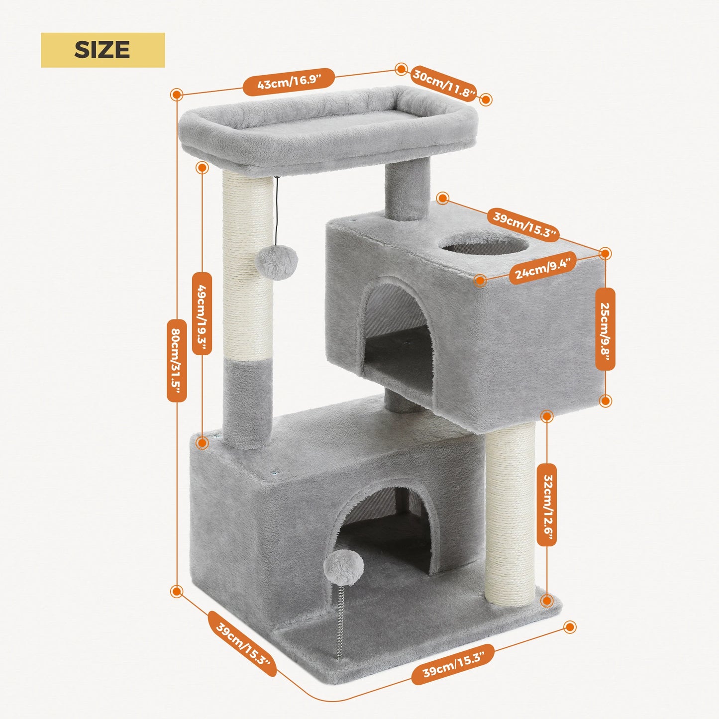PAWZ Road Indoor Cat Tree Multi Level Tower With Condos