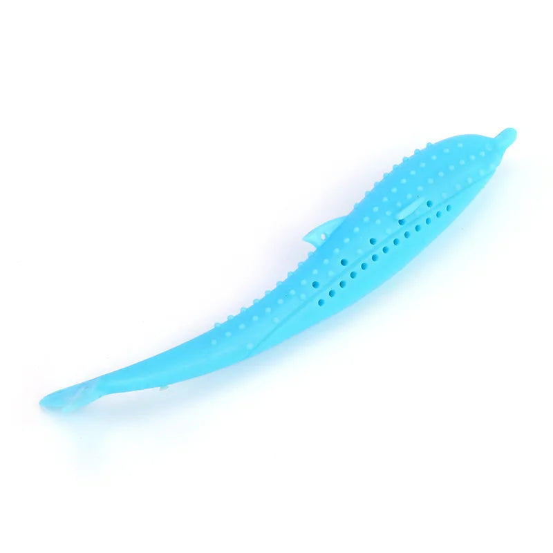 Fish-Shaped Silicone Cat Teeth Brushing Toy Non-Toxic Chew Interactive Experience