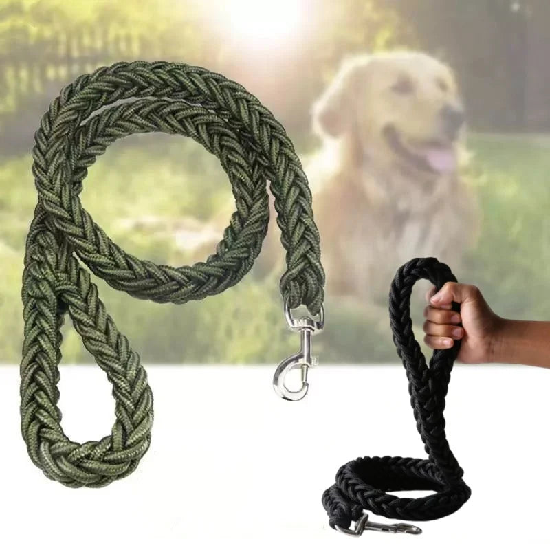 NONECN Nylon Braided Dog Leash Traction Rope For Bulldog Rottweiler