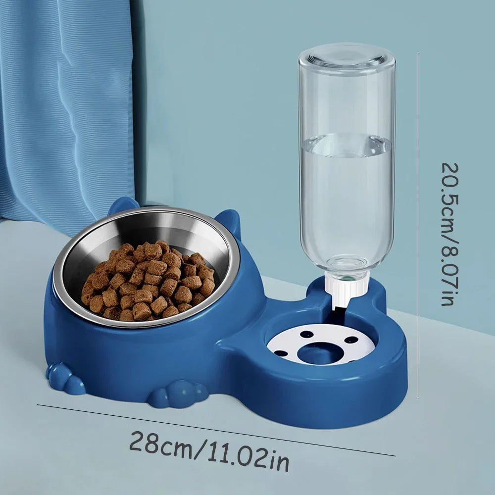 2-In-1 Stainless Pet Bowl for Cats Kittens Puppies Anti-Spill
