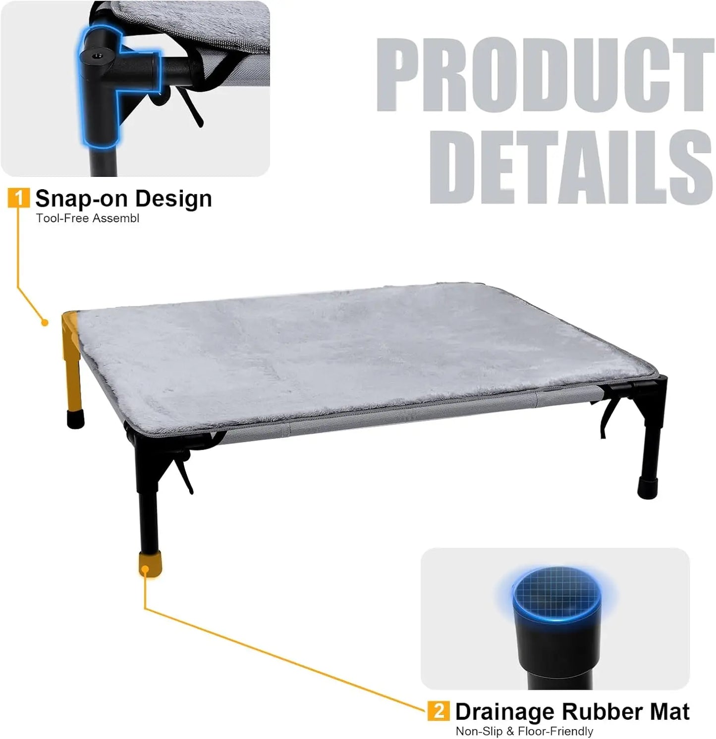 Wn's Day Outdoor Elevated Dog Bed With Chew Resistant HeavyBreathableFabricWrapX