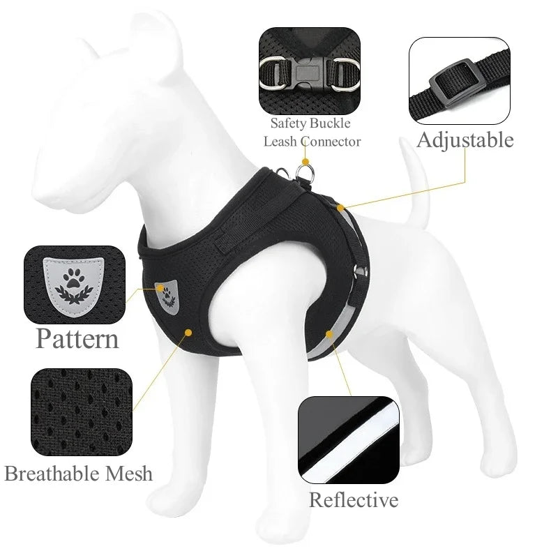 YTYINCN Adjustable Dog And Cat Harness And Leash Set Vest Harness For Pets With Reflective Straps