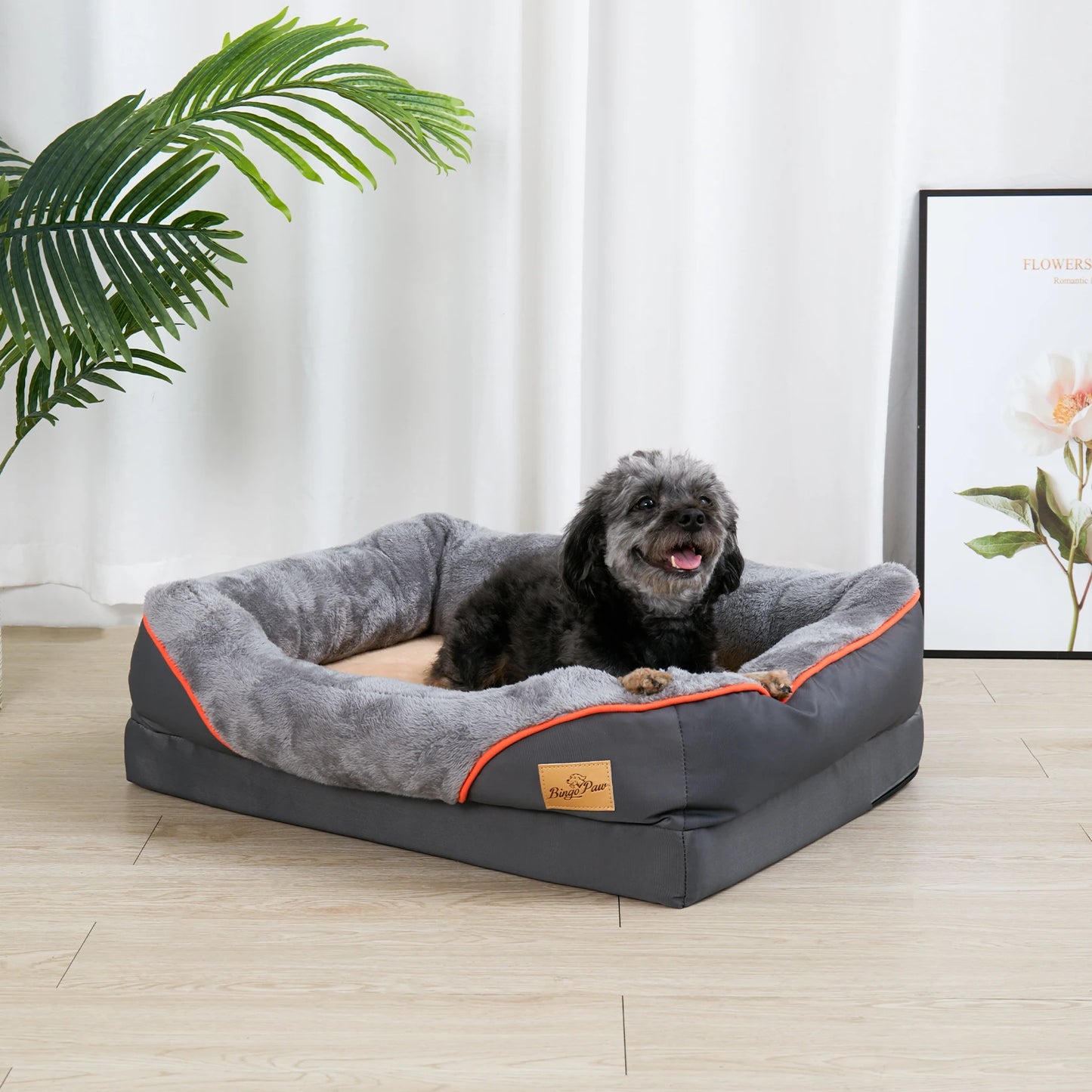 BINGOPAWCN Premium Orthopedic MemoryFoam Dog Bed With Removable CottonPadded Cover