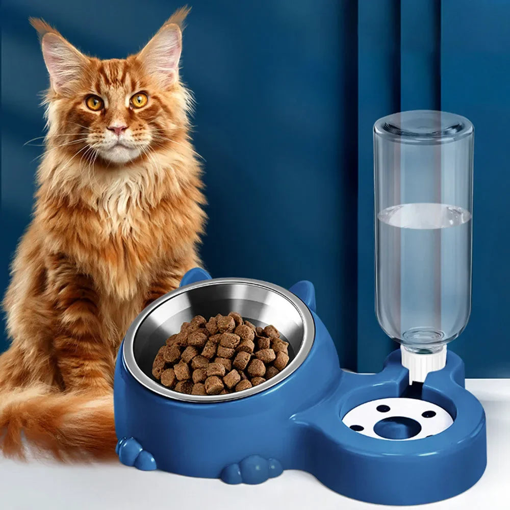 2-In-1 Stainless Pet Bowl for Cats Kittens Puppies Anti-Spill