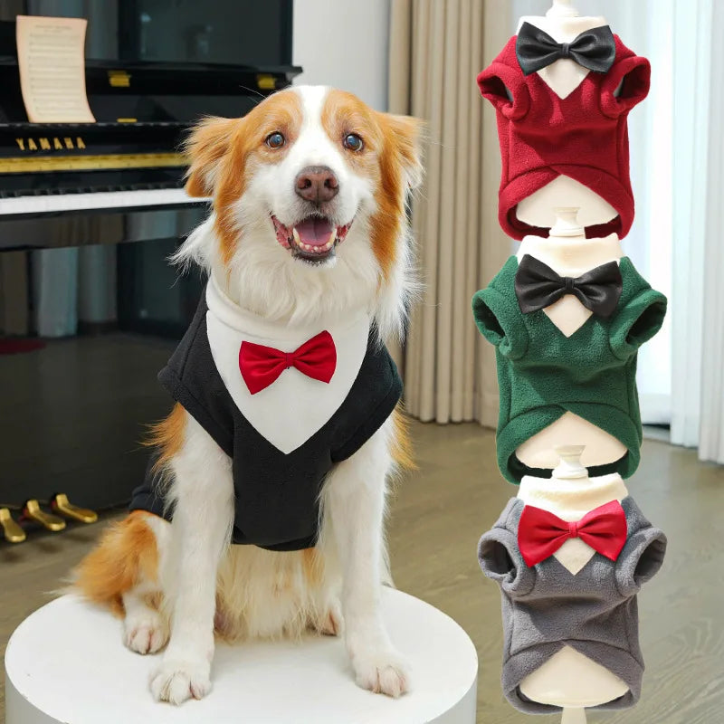 NONECN Autumn Winter Dog Tuxedo Vest Pet Formalwear Set