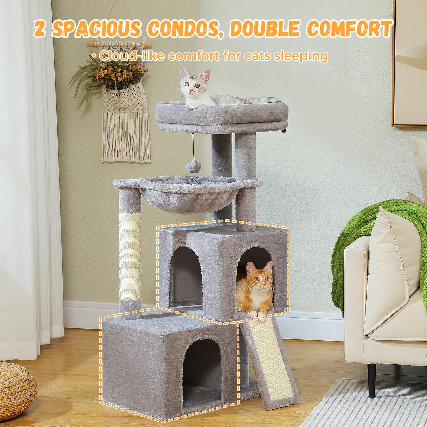 PAWZ Road Cat Tree Tower With Condos For Indoor Cats