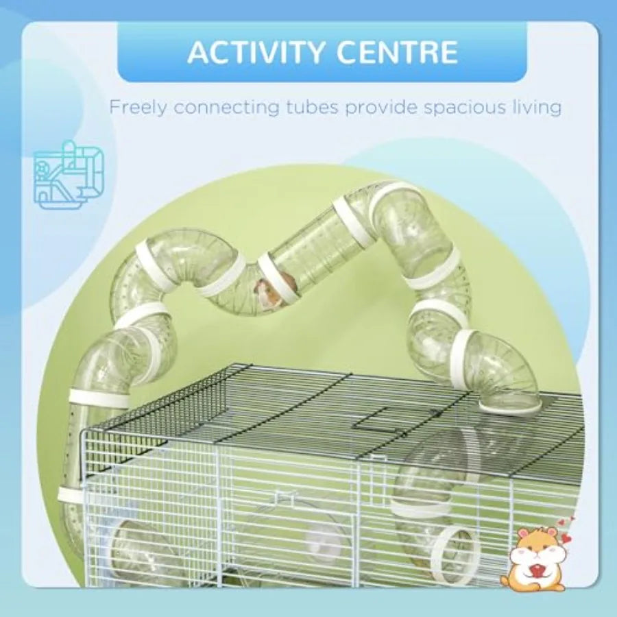 Two Level Hamster Cage With Tubes and Tunnels