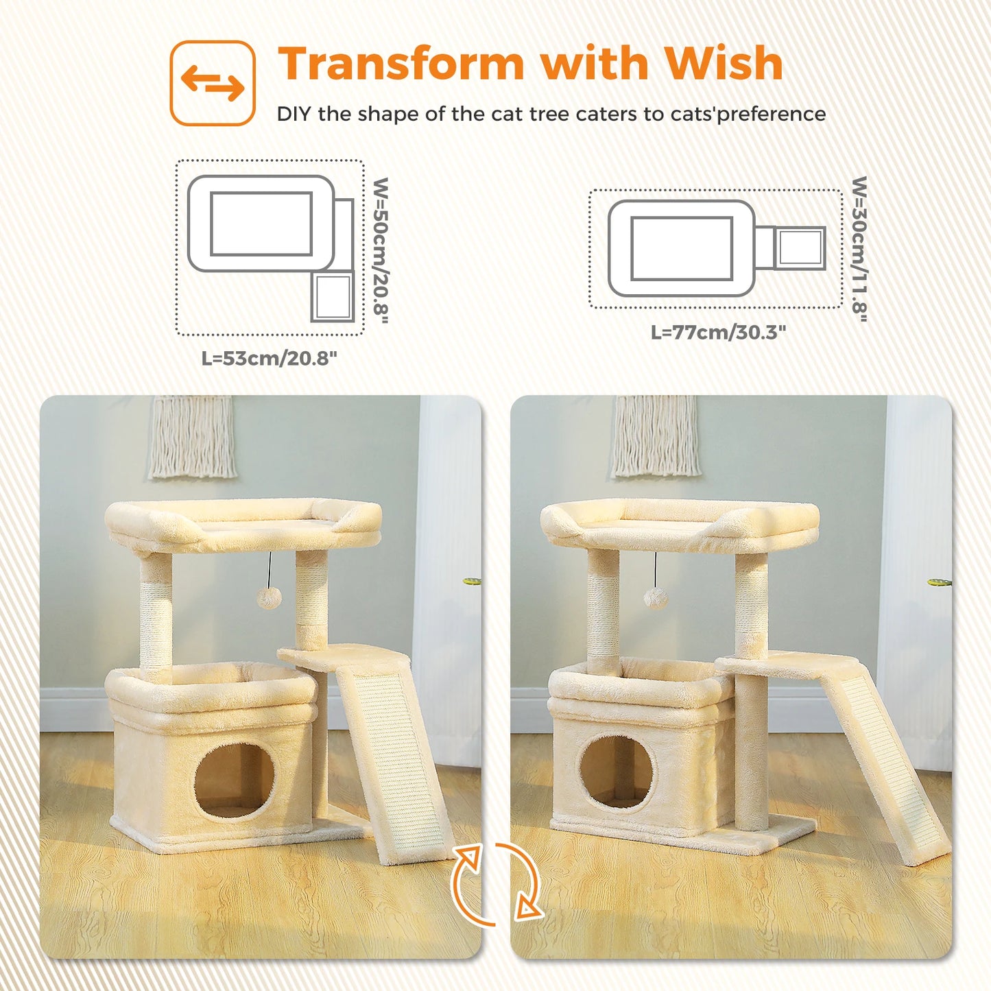 PAWZ Road Indoor Cat Tree Tower With Sisal Scratching Post