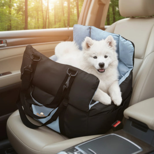 Dog Car Seat Travel Bed Carrier With ClipOn Leash Pockets