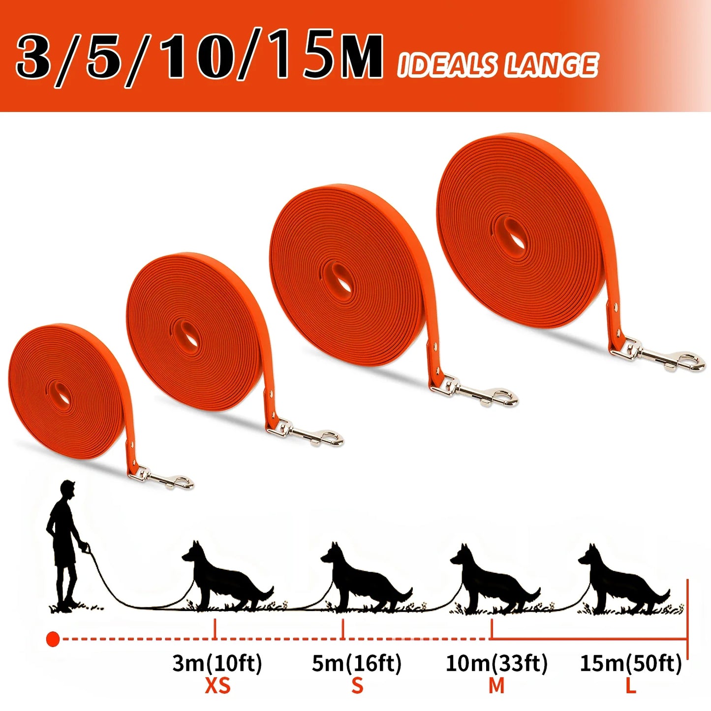 Waterproof PVC Dog Leash For All Breeds Easy To Clean Walking Training Lead With Durable Construction
