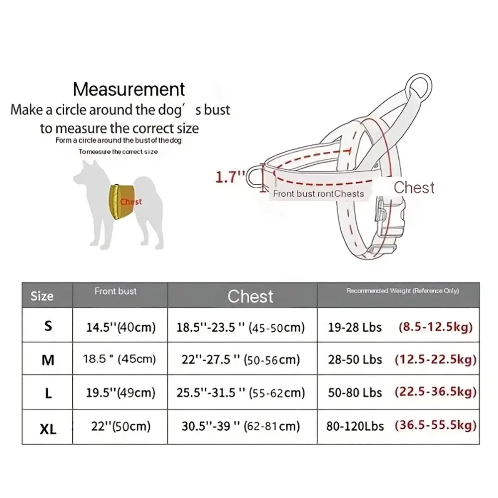 Tactical Anti-Pull Dog Harness 1000D Nylon With Reflective Handle