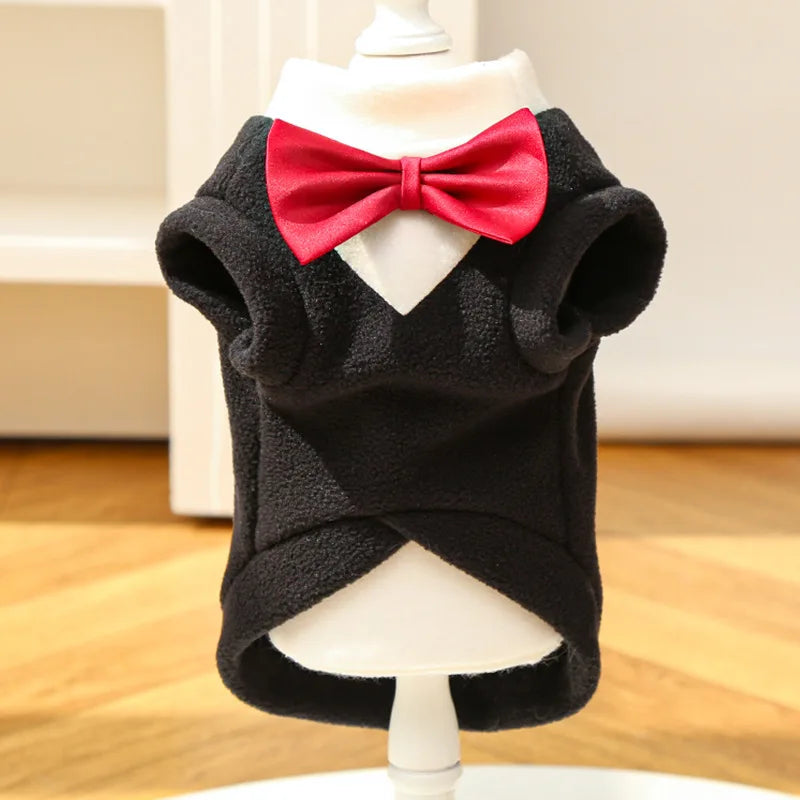 NONECN Autumn Winter Dog Tuxedo Vest Pet Formalwear Set