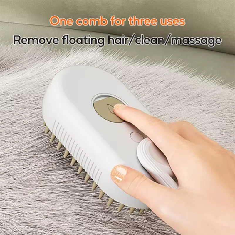 Cat Dog Pet Massage Brush With Steam Spray Folding Rotatable