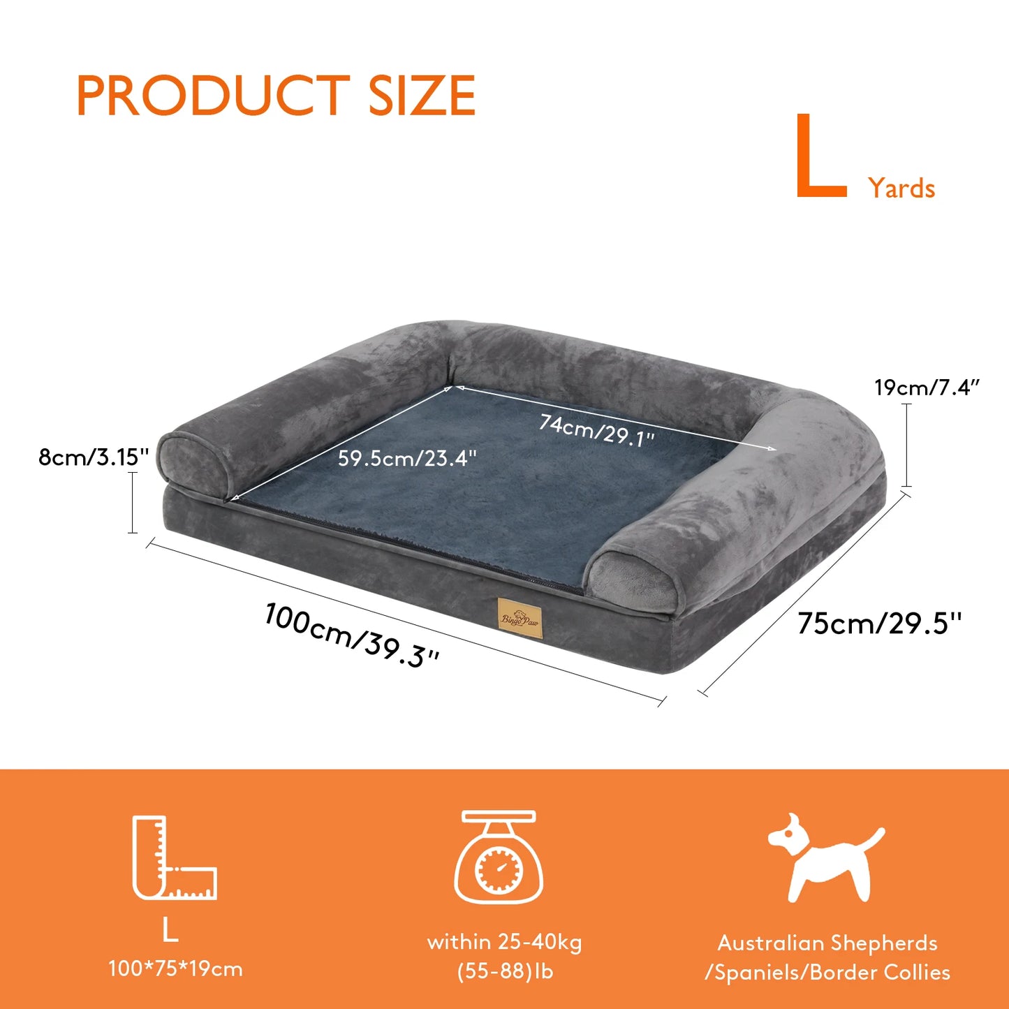 BINGOPAW PremiumPlus Orthopedic Therapeutic Dog Bed With Removable Washable Cover