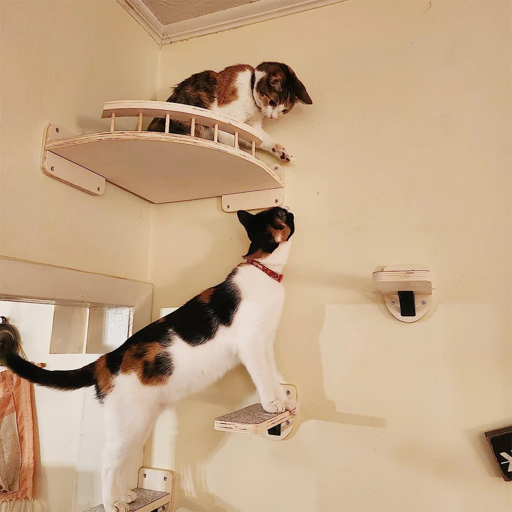 PETRAVELCN Corner Hammock With Steps Cat Tree For Indoor Cats