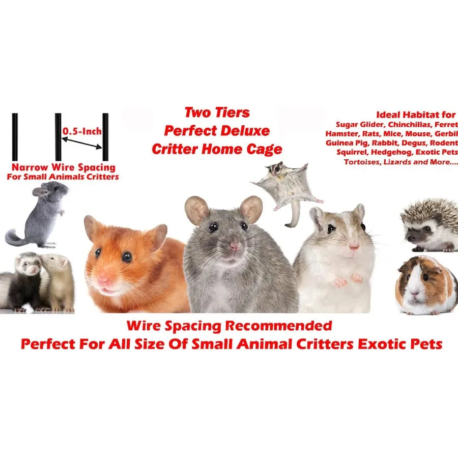 NONECN Deluxe Two Tiers Small Animal Critter Cage