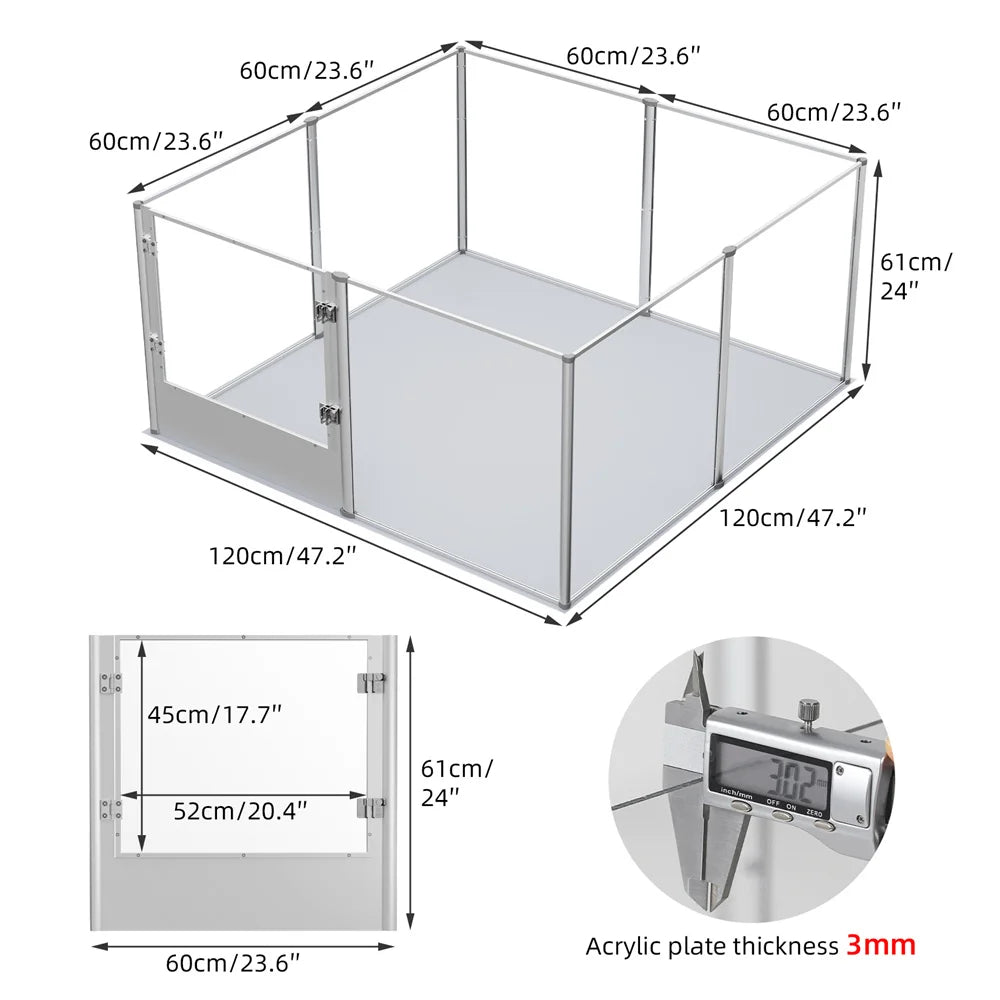 Borwart Extra Large Dog Playpen Acrylic Enclosure Waterproof Pad