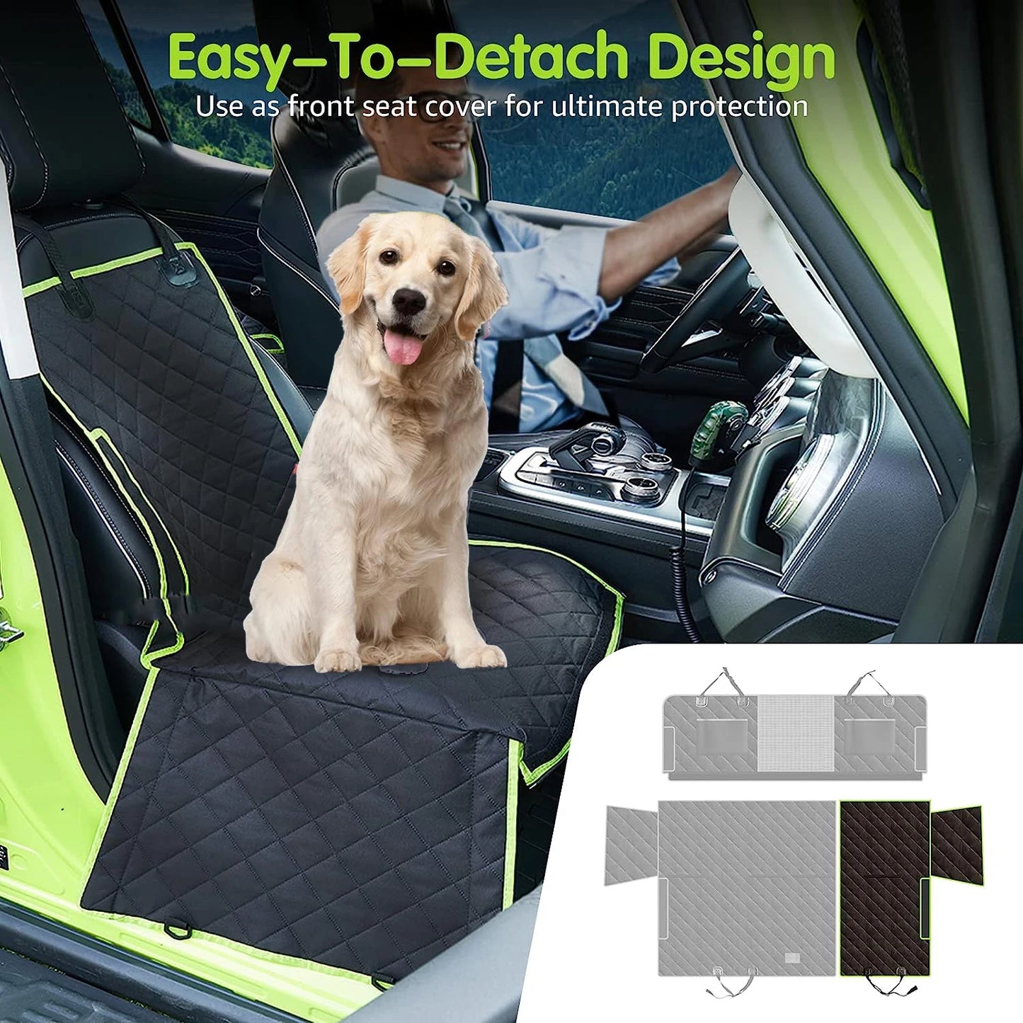 6-In-1 Dog Rear Seat Car Cushion Waterproof And Stain-Resistant