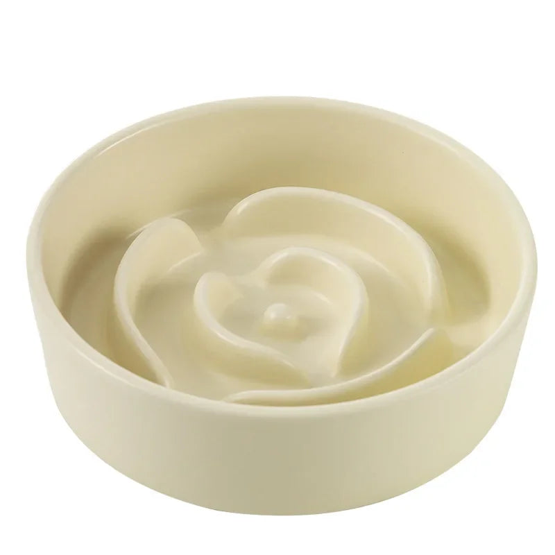 Ceramic Slow Feed Bowl for Cats and Dogs