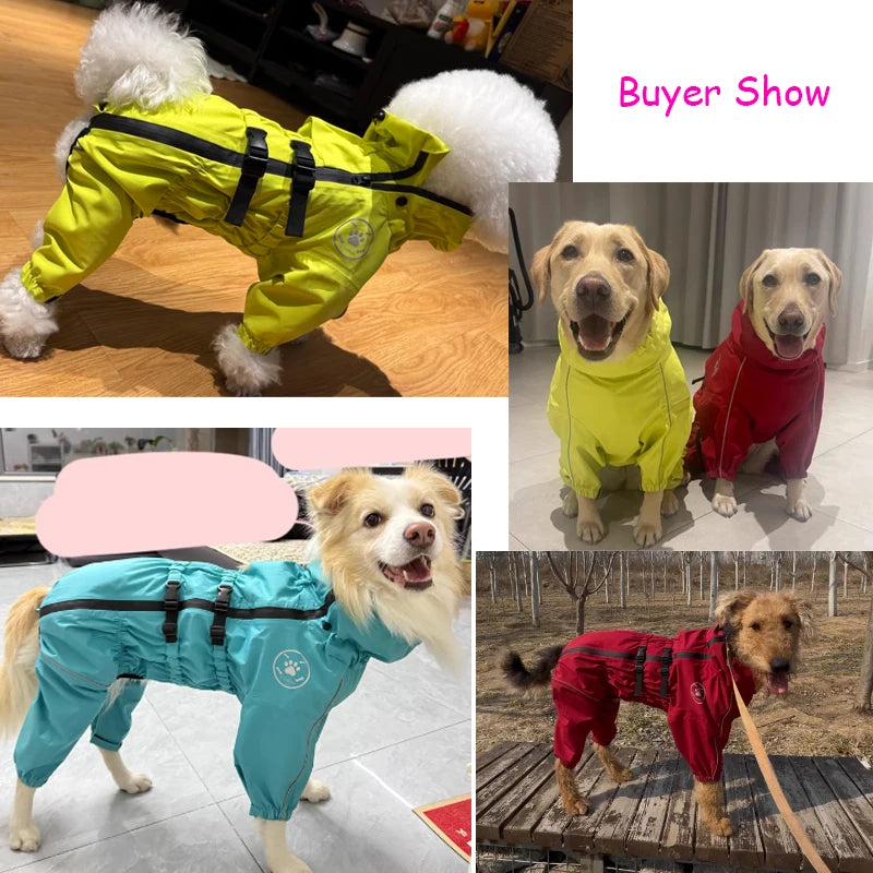 Waterproof Reflective Dog Rain Coat Jumpsuit For Outdoor Use