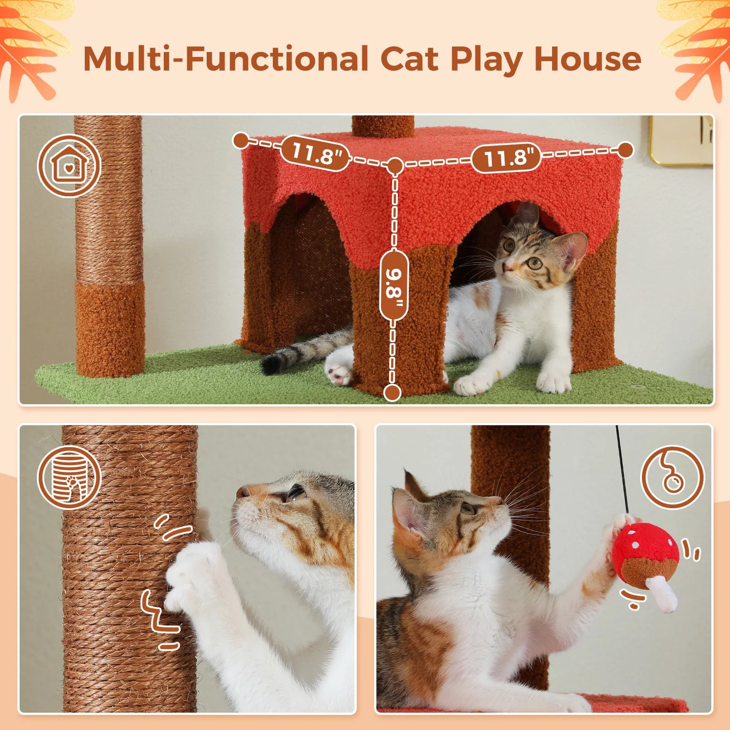 PAWZ Road PremiumQuality UltraDurable MultiLevel CatTree Structure ScratchingPosts Condo Included