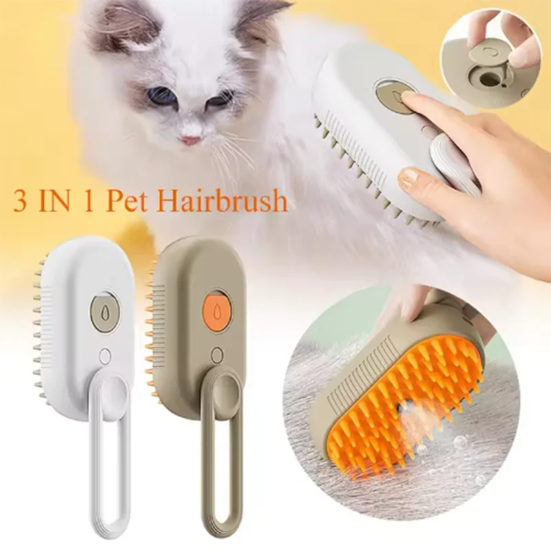 Cat Dog Pet Massage Brush With Steam Spray Folding Rotatable
