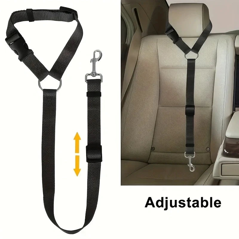 Two In One Pet Car Seat Belt And Nylon Leash For Dogs Adjustable Backseat Safety Features