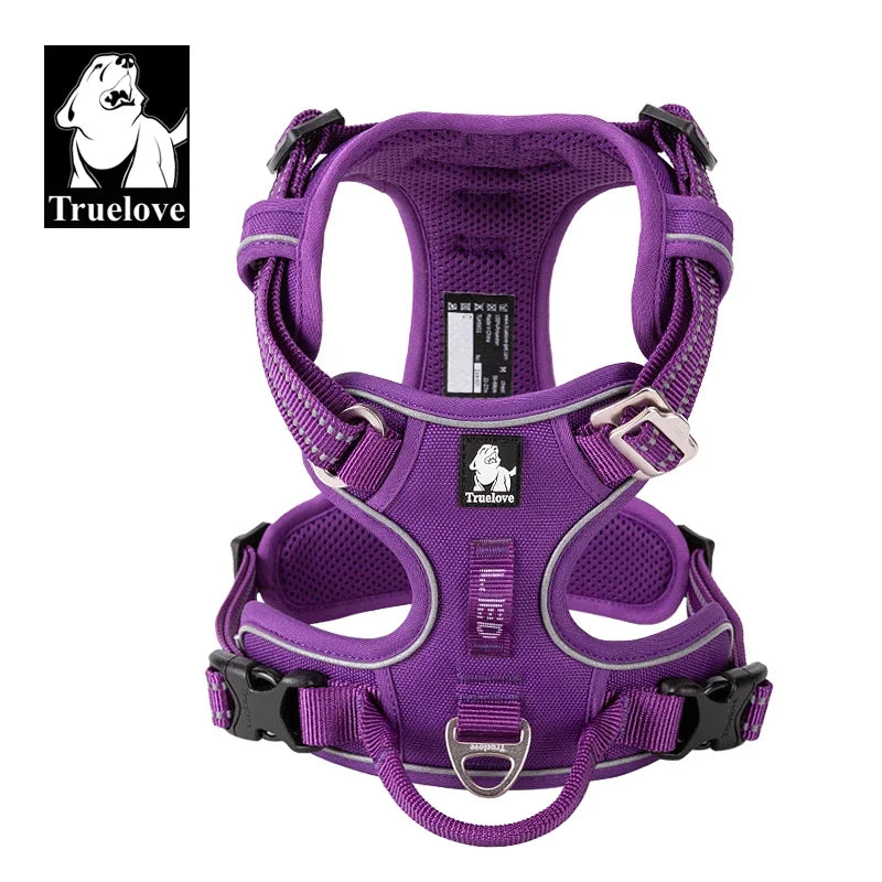 TRUELOVECN Reflective Nylon Dog Harness No Pull Adjustable