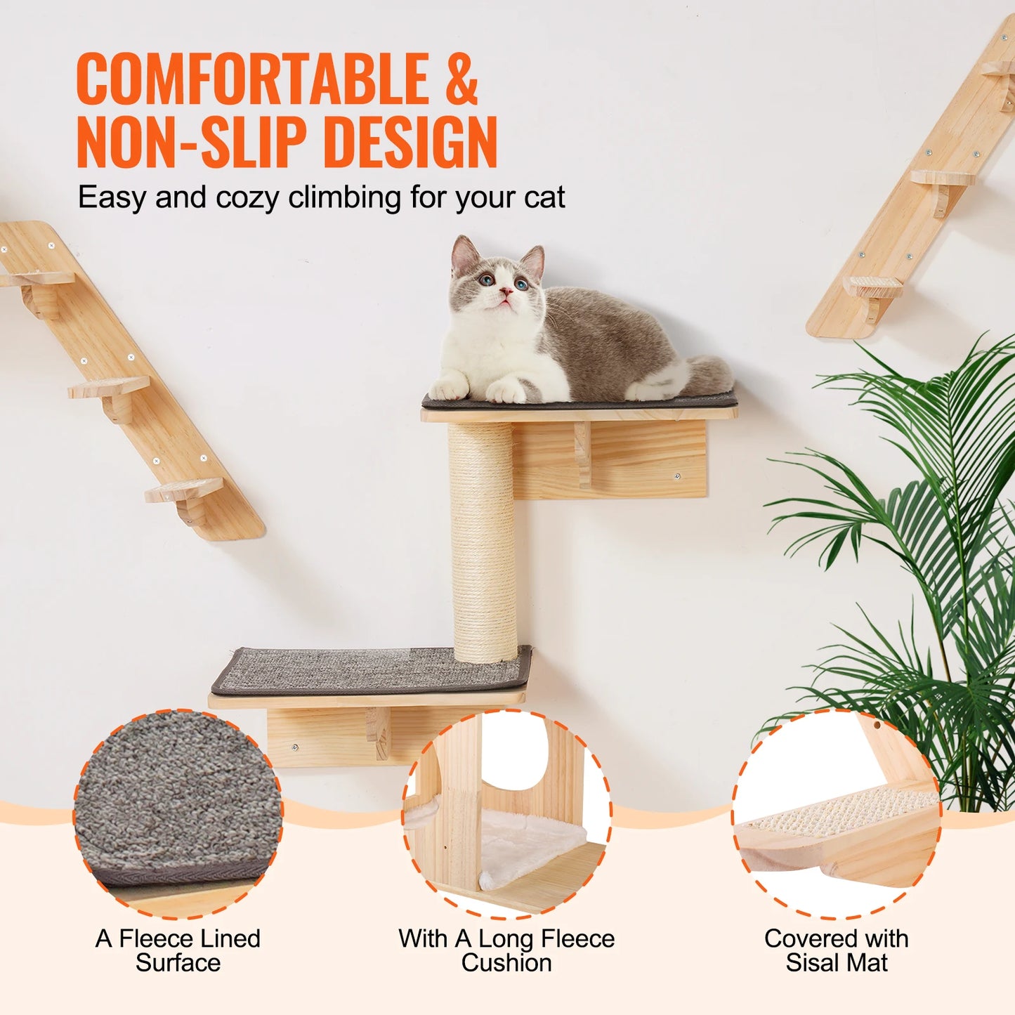 SucceBuy Wall Mounted Cat Shelves and Perches Kit for Cats