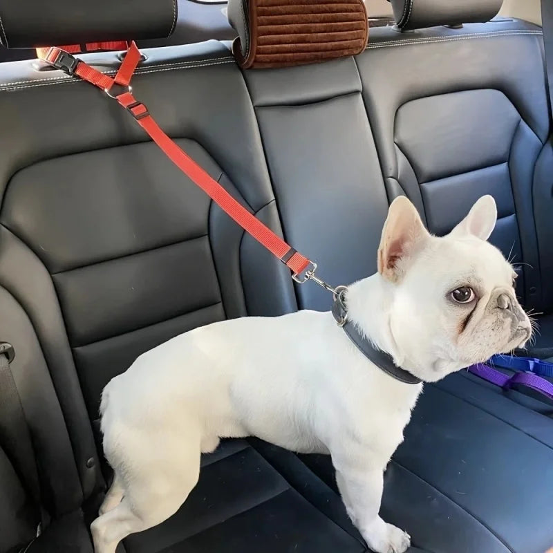 Two In One Pet Car Seat Belt And Nylon Leash For Dogs Adjustable Backseat Safety Features