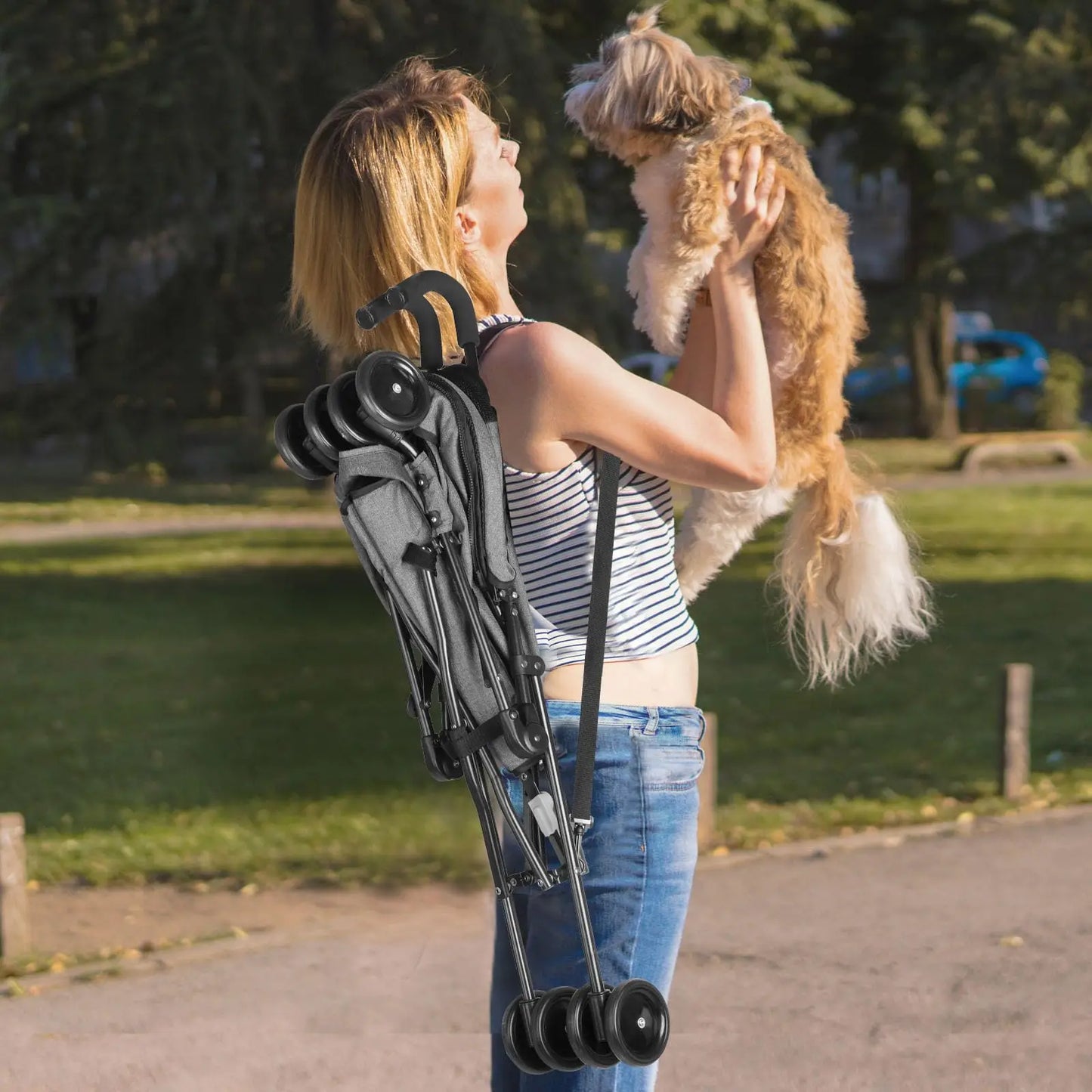 Travel Portable Dog Stroller For Small Dogs And Cats Pet Carrier With Easy Fold System