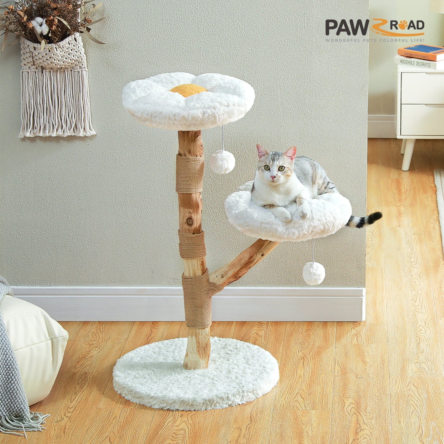 PAWZ Road Flower Cat Tree Indoor Cat Tower PremiumHighQualitySolidWoodConstruction