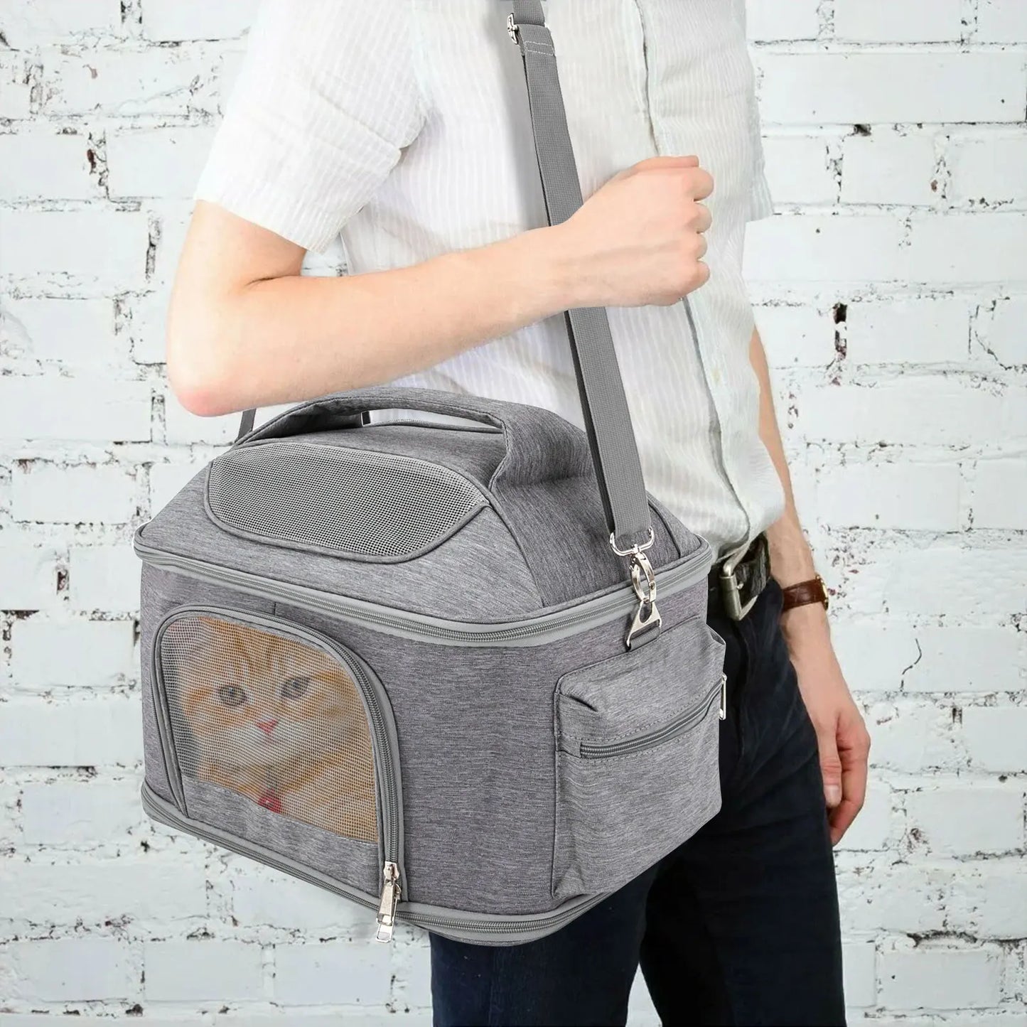 Breathable Portable Pet Backpack Foldable Tote For Dogs And Cats Travel Airlines Approved