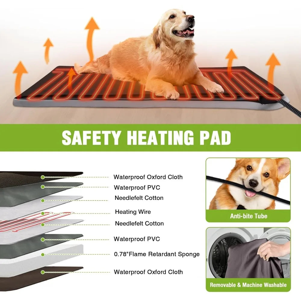 Thermally Heated Outdoor Dog House Insulated Weatherproofing Wooden Kennel HeatingPad