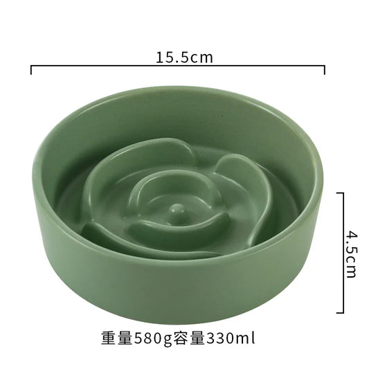 Ceramic Slow Feed Bowl for Cats and Dogs