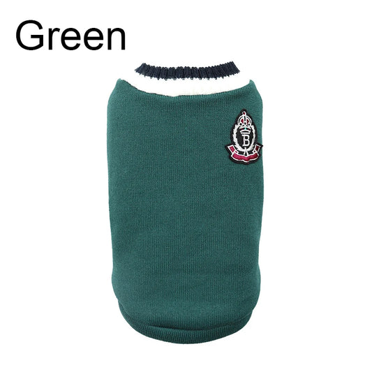 Winter Warm College Style V Neck Dog Sweater For Dogs