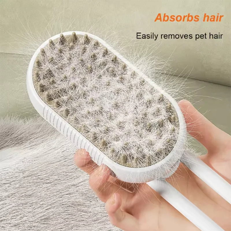 Cat Dog Pet Massage Brush With Steam Spray Folding Rotatable