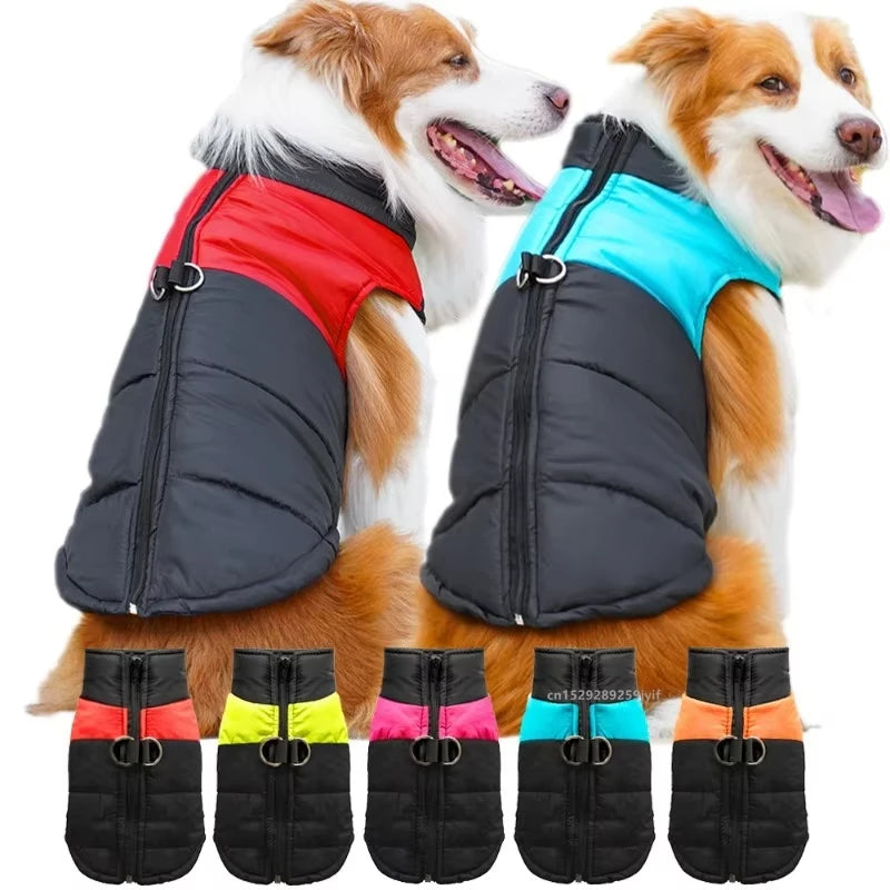 Waterproof Warm Dog Coat Winter Vest Padded Zipper Jacket