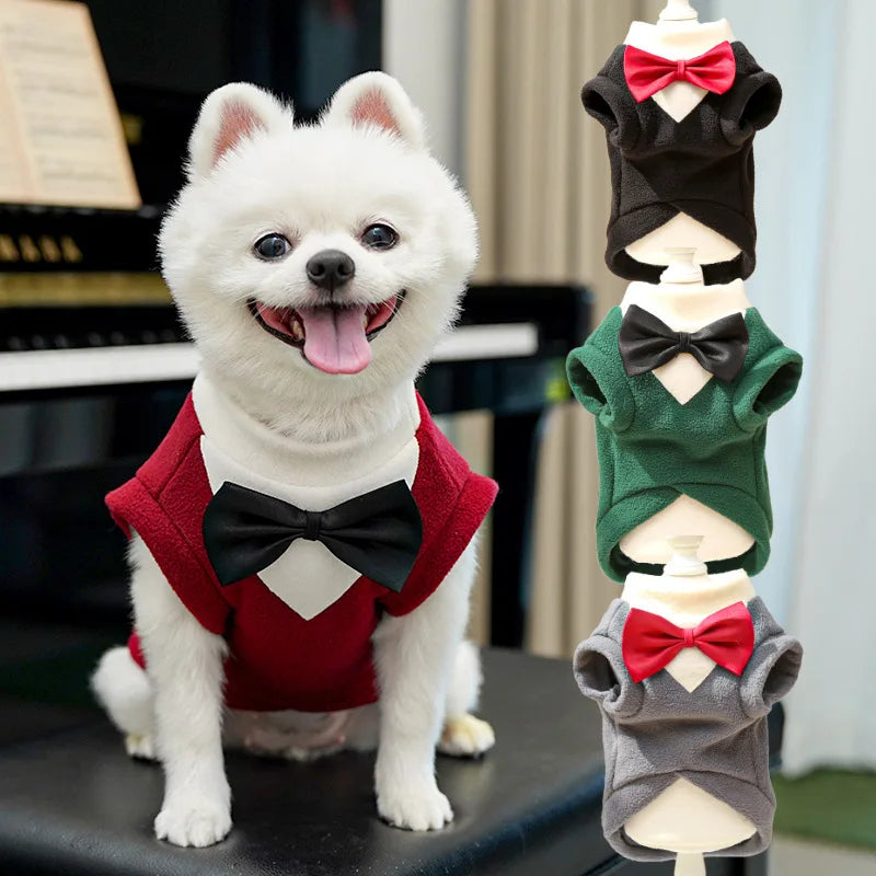 NONECN Autumn Winter Dog Tuxedo Vest Pet Formalwear Set