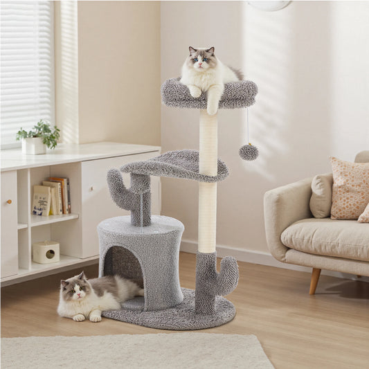 JHK Cat Tree Three Level Tower With Sisal Scratching Post