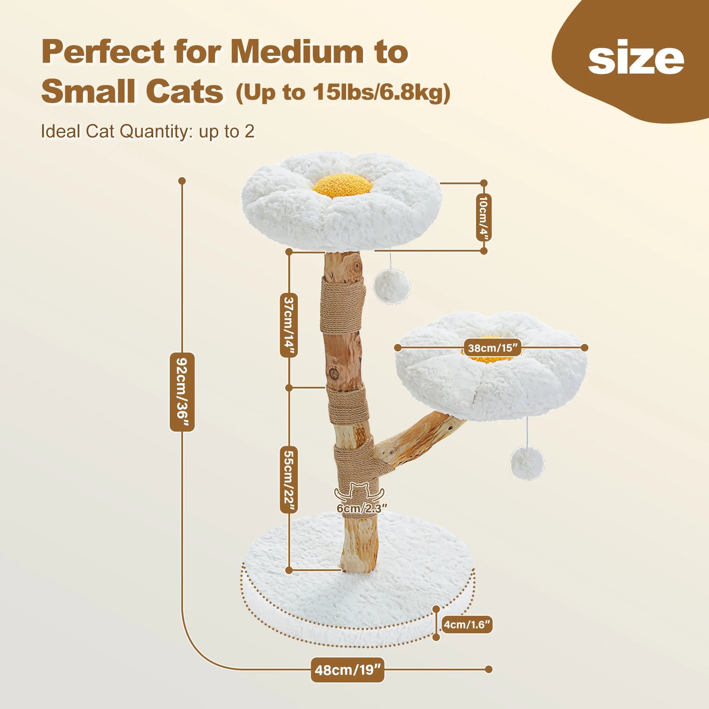 PAWZ Road Flower Cat Tree Indoor Cat Tower PremiumHighQualitySolidWoodConstruction
