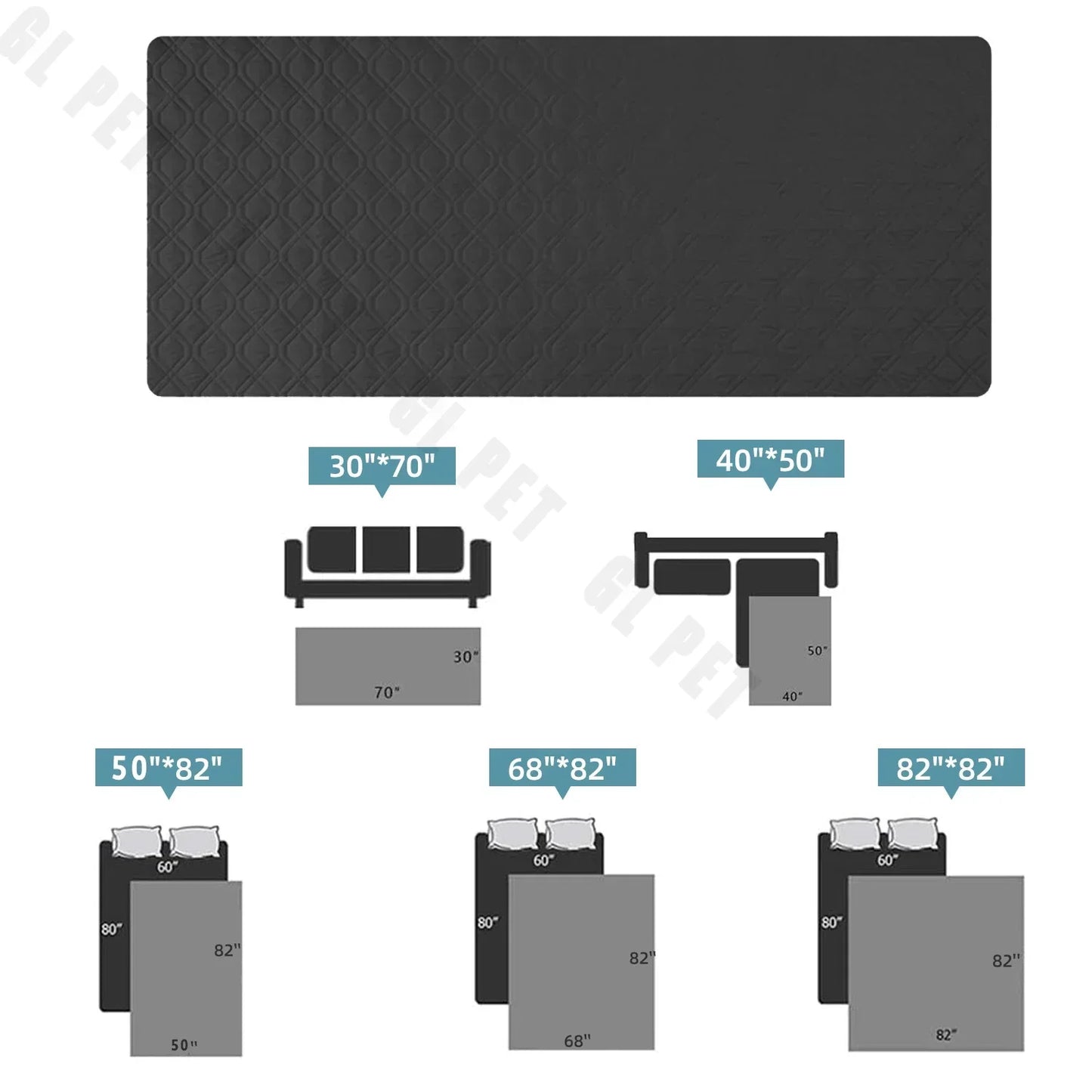 Waterproof Non Slip Dog Bed Cover and Pet Blanket for Sofa Car Mattress Protection Washable