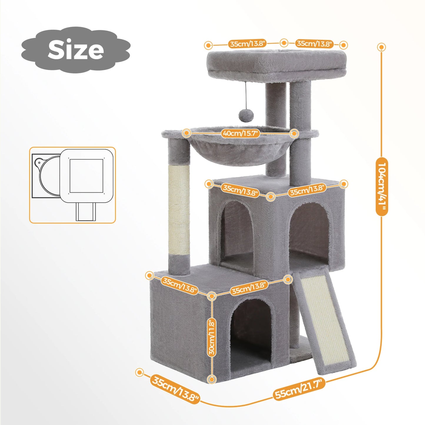 PAWZ Road Cat Tree Tower With Condos For Indoor Cats