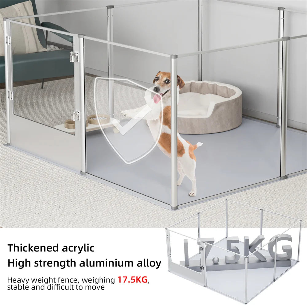 Borwart Extra Large Dog Playpen Acrylic Enclosure Waterproof Pad