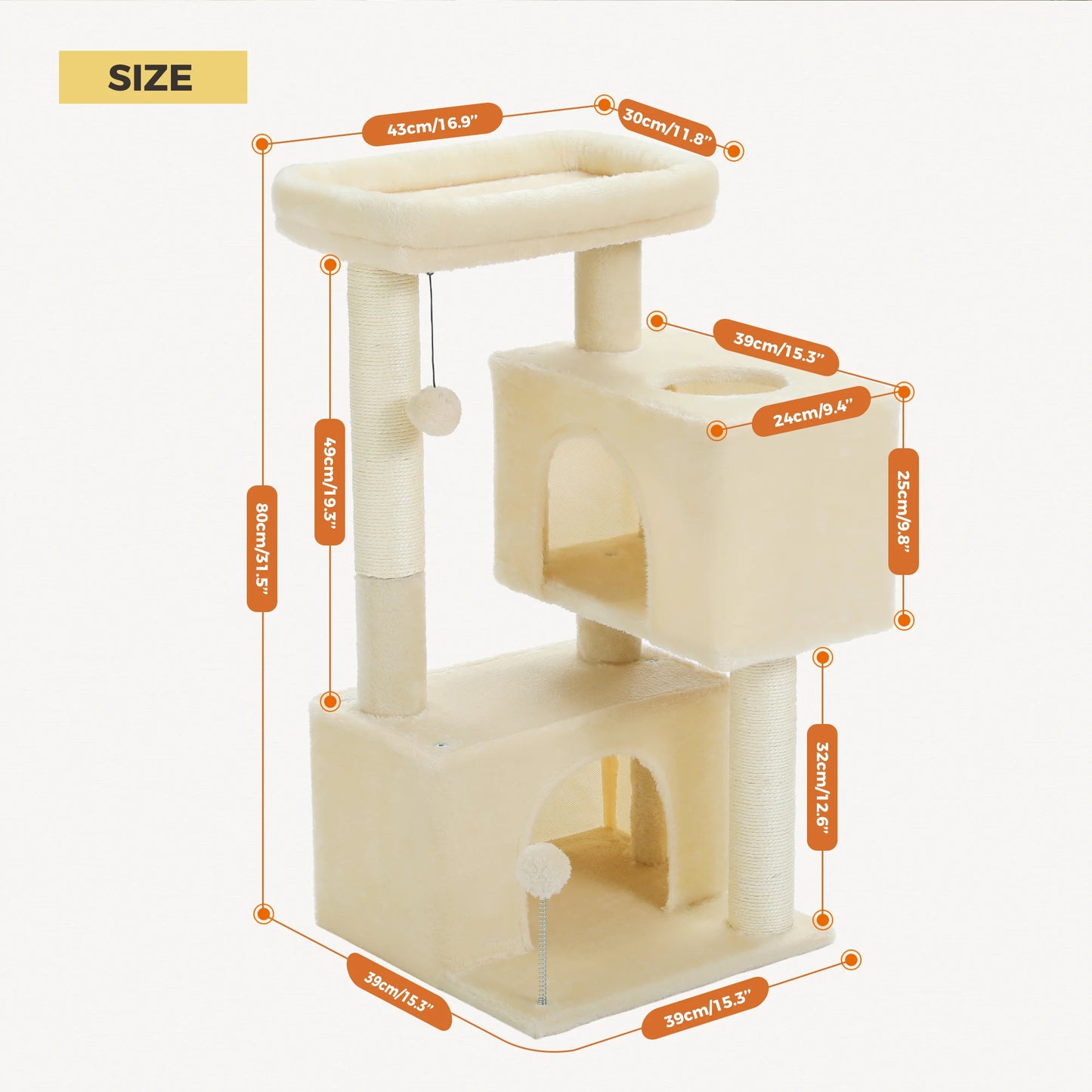 PAWZ Road Indoor Cat Tree Multi Level Tower With Condos