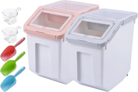 DCNB Pet Food Storage Container On Wheels With Scoop