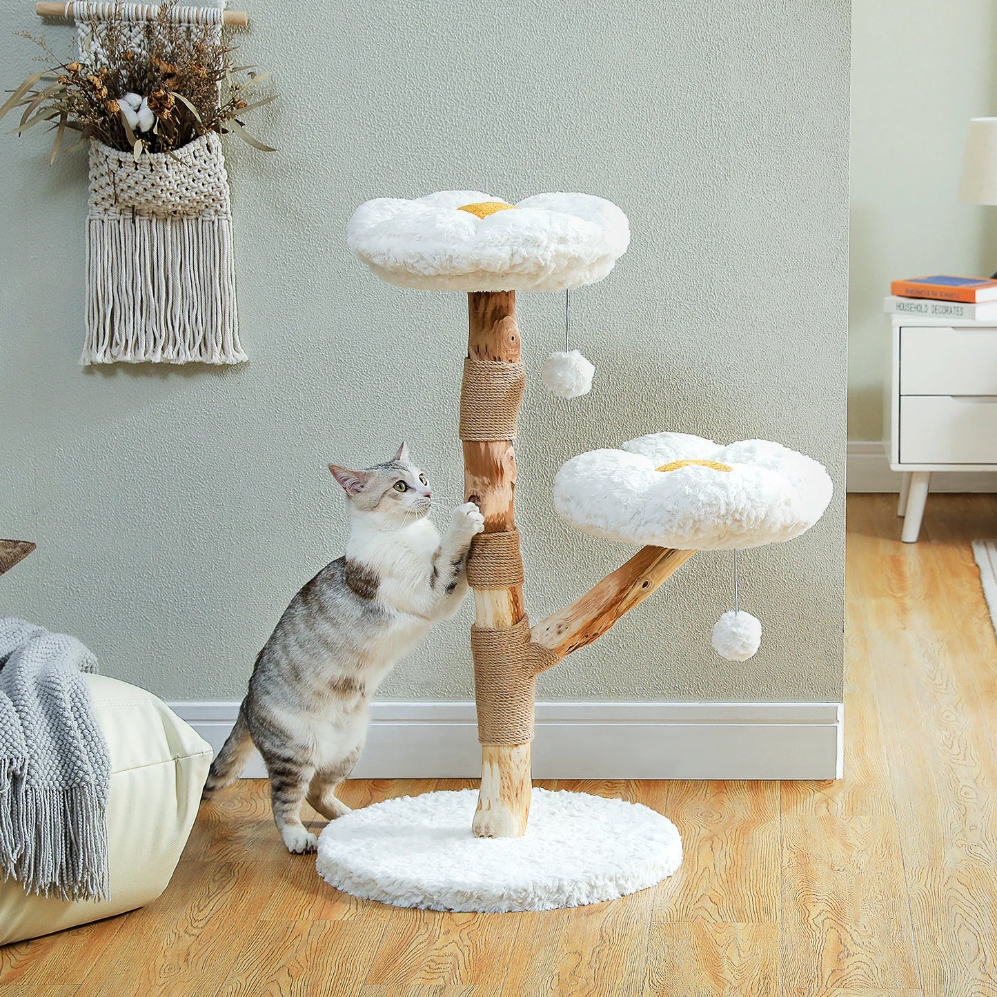 PAWZ Road Flower Cat Tree Indoor Cat Tower PremiumHighQualitySolidWoodConstruction