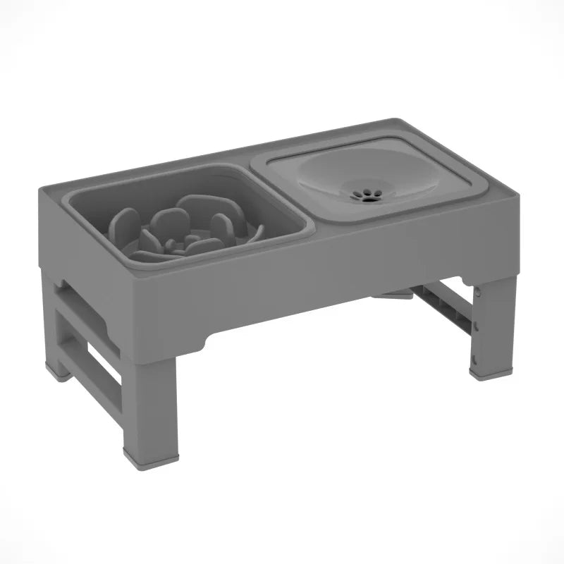 Twister.CK Elevated Slow Feeder Dog Bowl Stand 4-Height Stainless Bowls