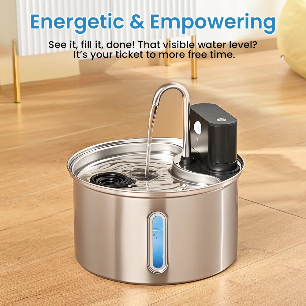 Cityflee Stainless Steel DomesticCat Water Fountain Sensor Wireless Automatic Dispenser